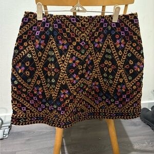 Farm Rio L Corduroy Embroidered Mini Skirt